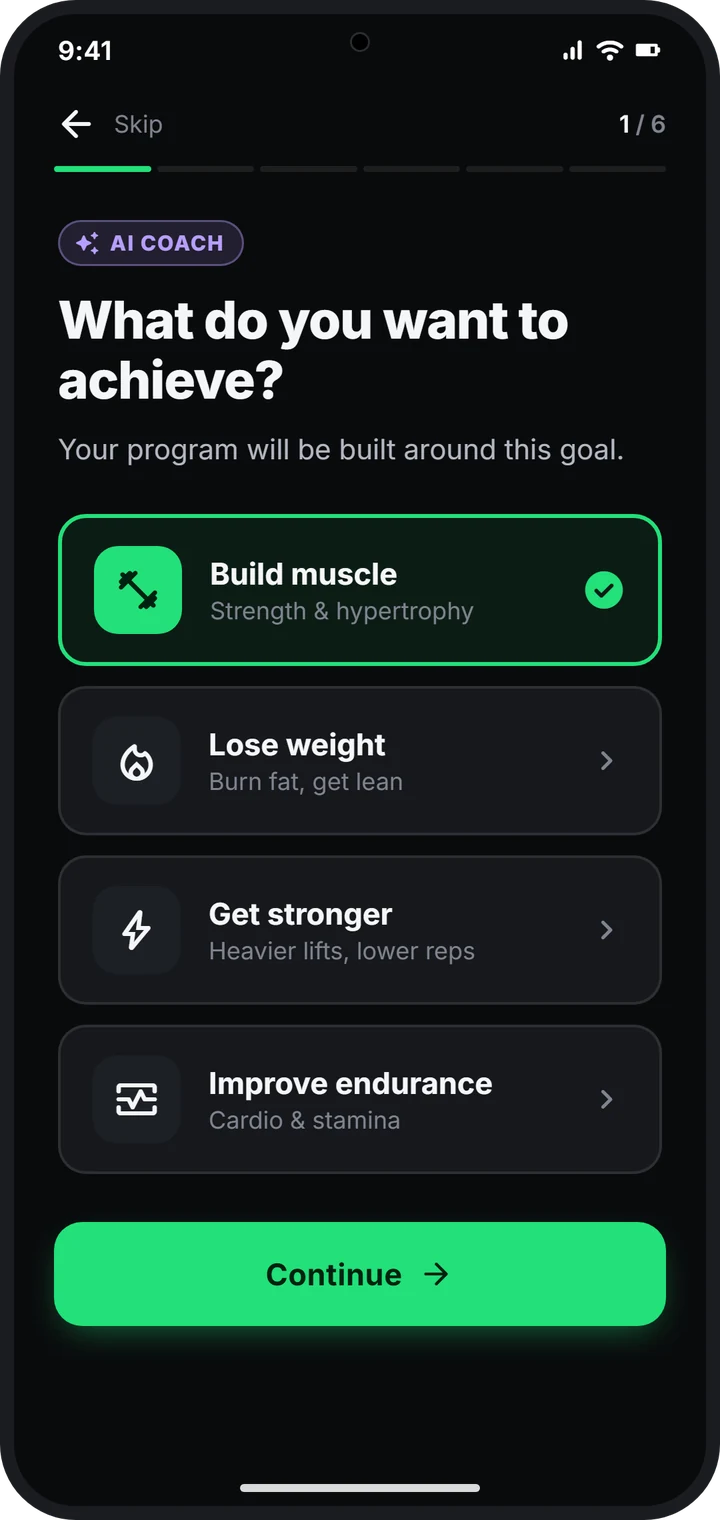 AI coach asking what you want to achieve